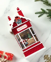 Glitzhome 10.5"H Lighted Santa's Workshop Waterglobe