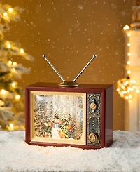 Glitzhome 7.5"L Lighted Tv with Snowman Waterglobe