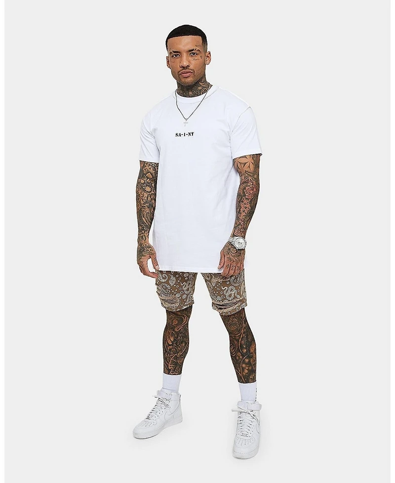 Saint Morta Men's Paisley Skulls Denim Shorts