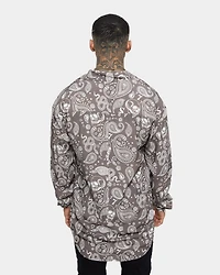 Saint Morta Men's Paisley Skulls Long Sleeve Button Up Shirt