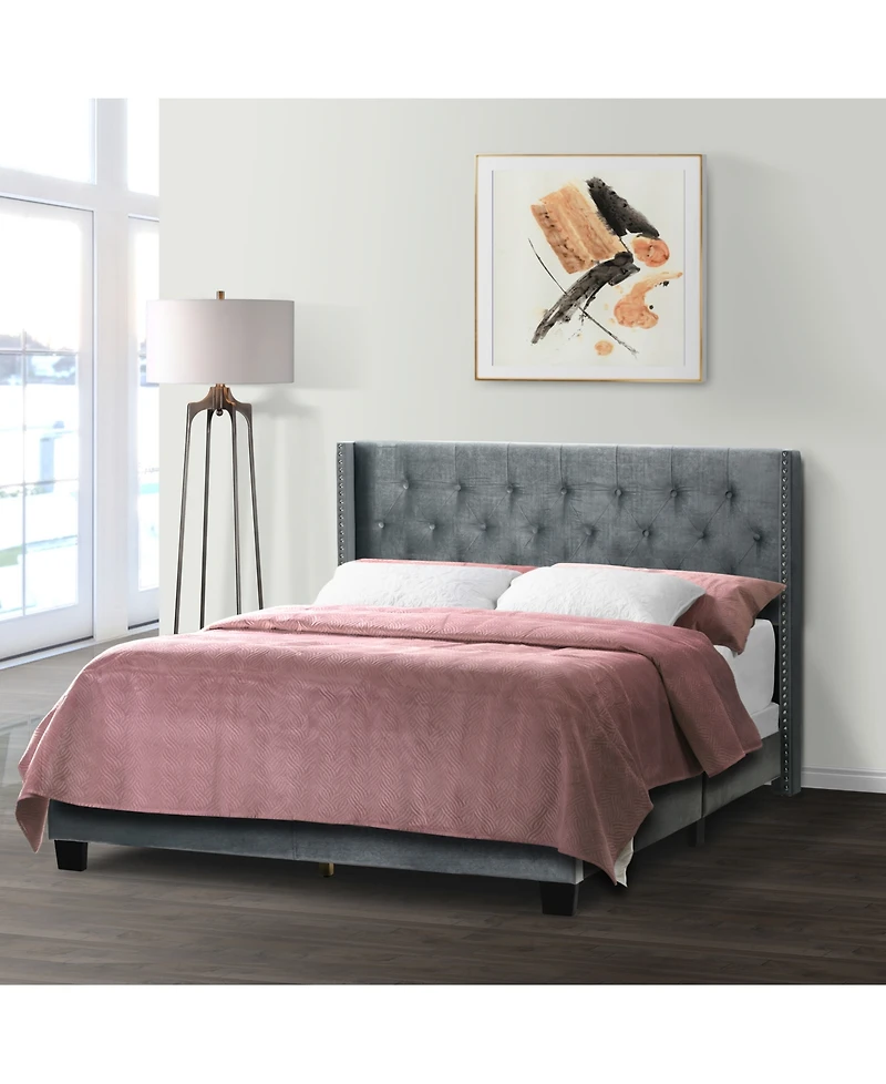 Glamour Home 47" Asali Fabric, Rubberwood Twin Bed