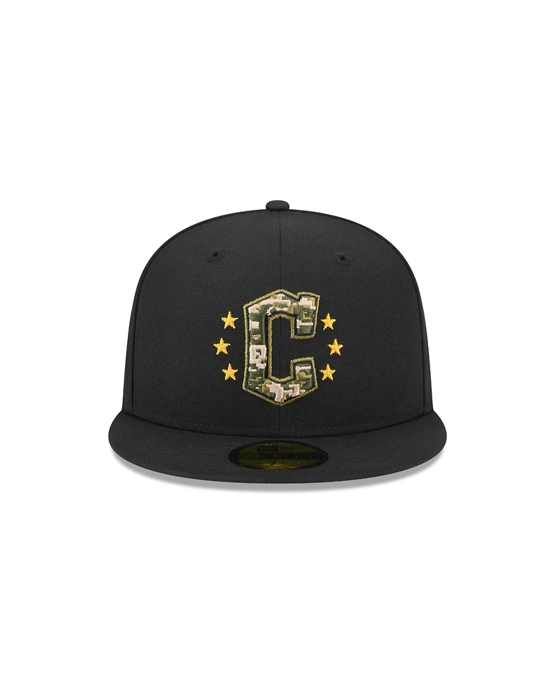 New Era Men's Black Cleveland Guardians 2024 Armed Forces Day On-Field 59FIFTY Fitted Hat