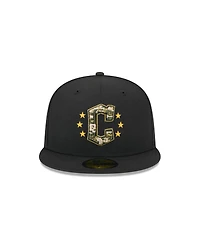 New Era Men's Black Cleveland Guardians 2024 Armed Forces Day On-Field 59FIFTY Fitted Hat
