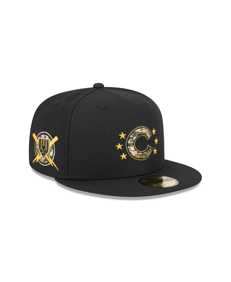 New Era Men's Black Chicago Cubs 2024 Armed Forces Day On-Field 59FIFTY Fitted Hat