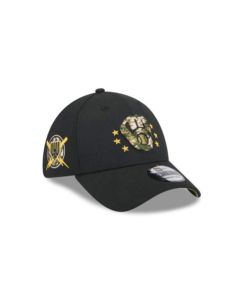 New Era Men's Black Milwaukee Brewers 2024 Armed Forces Day 39THIRTY Flex Hat