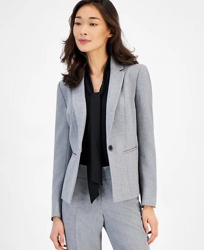Kasper Women's Stretch Crepe One Button Blazer, Regular & Petite