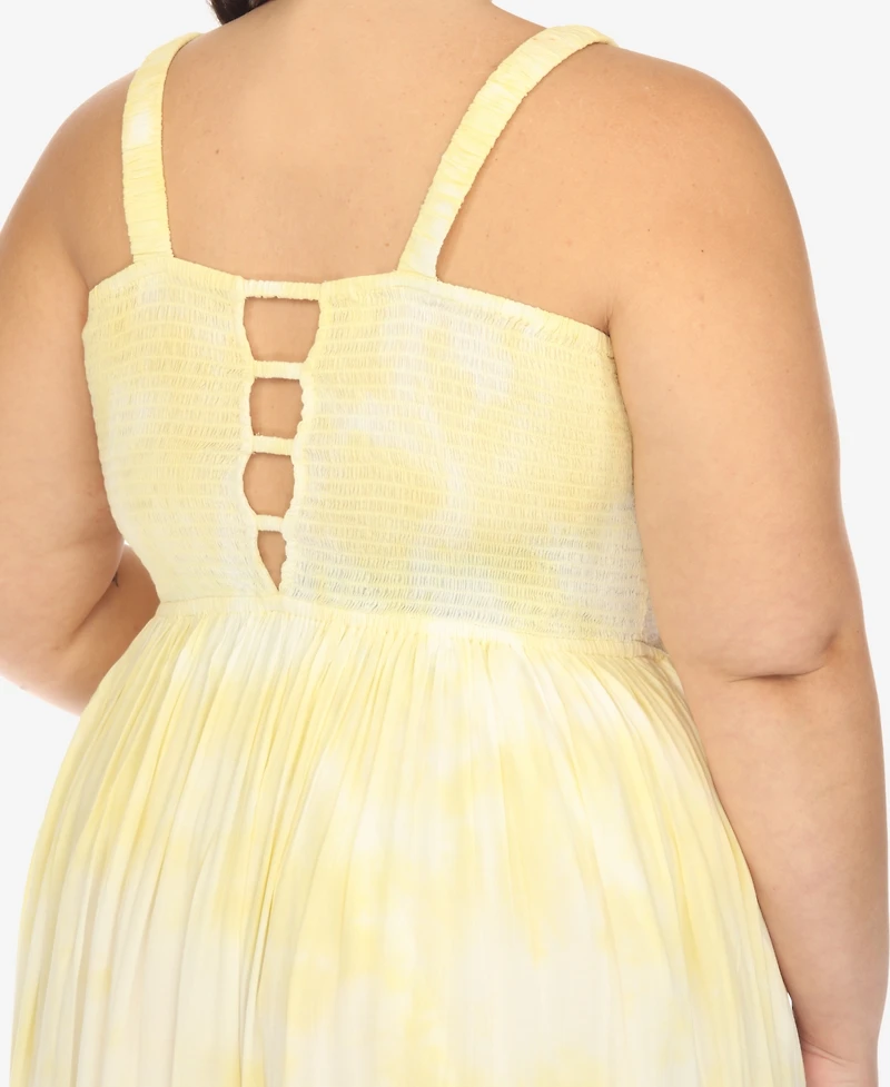 White Mark Plus Smocked Ruffle Maxi Dress