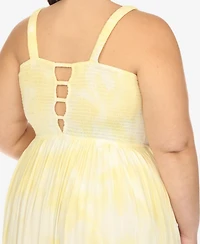 White Mark Plus Smocked Ruffle Maxi Dress