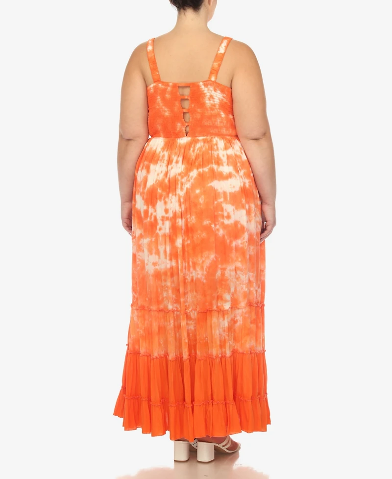 White Mark Plus Smocked Ruffle Maxi Dress