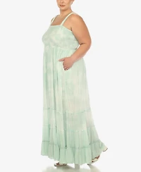 White Mark Plus Smocked Ruffle Maxi Dress