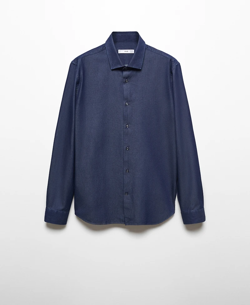 Mango Men's Regular-Fit Cotton Chambray Shirt