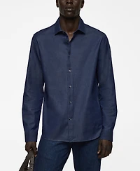 Mango Men's Regular-Fit Cotton Chambray Shirt