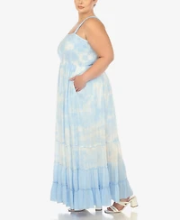 White Mark Plus Smocked Ruffle Maxi Dress