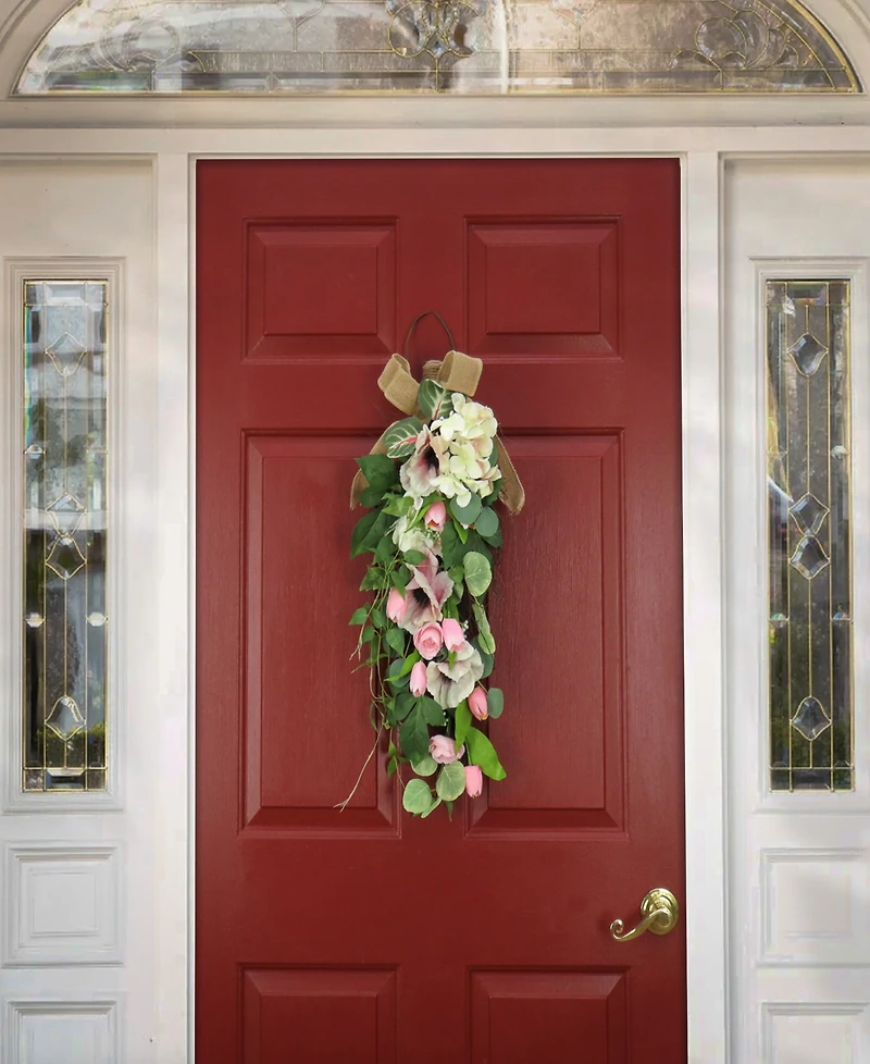 National Tree Company 26 Hydrangeas, Tulips and Eucalyptus Swag