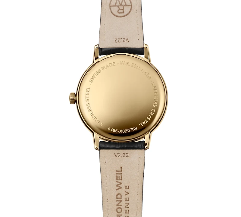 Raymond Weil Women's Swiss Toccata Black Leather Strap Watch 39mm