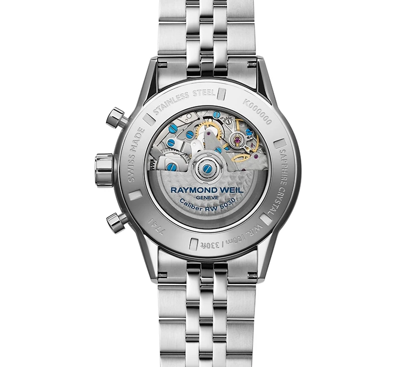 Raymond Weil Men's Swiss Automatic Chronograph Freelancer Stainless Steel Bracelet Watch 44mm