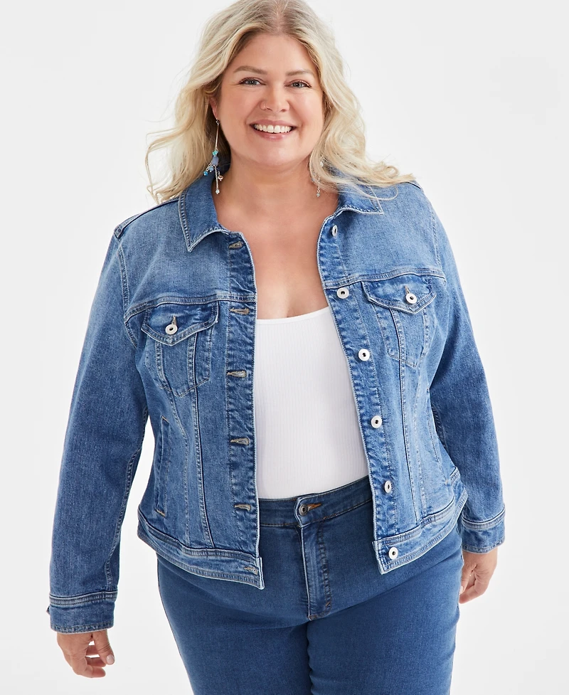 Style & Co Plus Size Denim Jacket, Created for Macy's