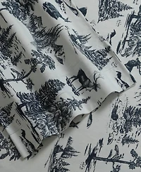 Tribeca Living Mountain Toile Heavyweight Flannel Extra Deep Pocket Sheet Set, King