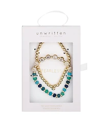 Unwritten Multi Blue Quartz Fearless Stone and Beaded Stretch Bracelet Set