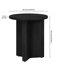 Hudson & Canal Anders 20" Wide Round Side Table in Black Grain