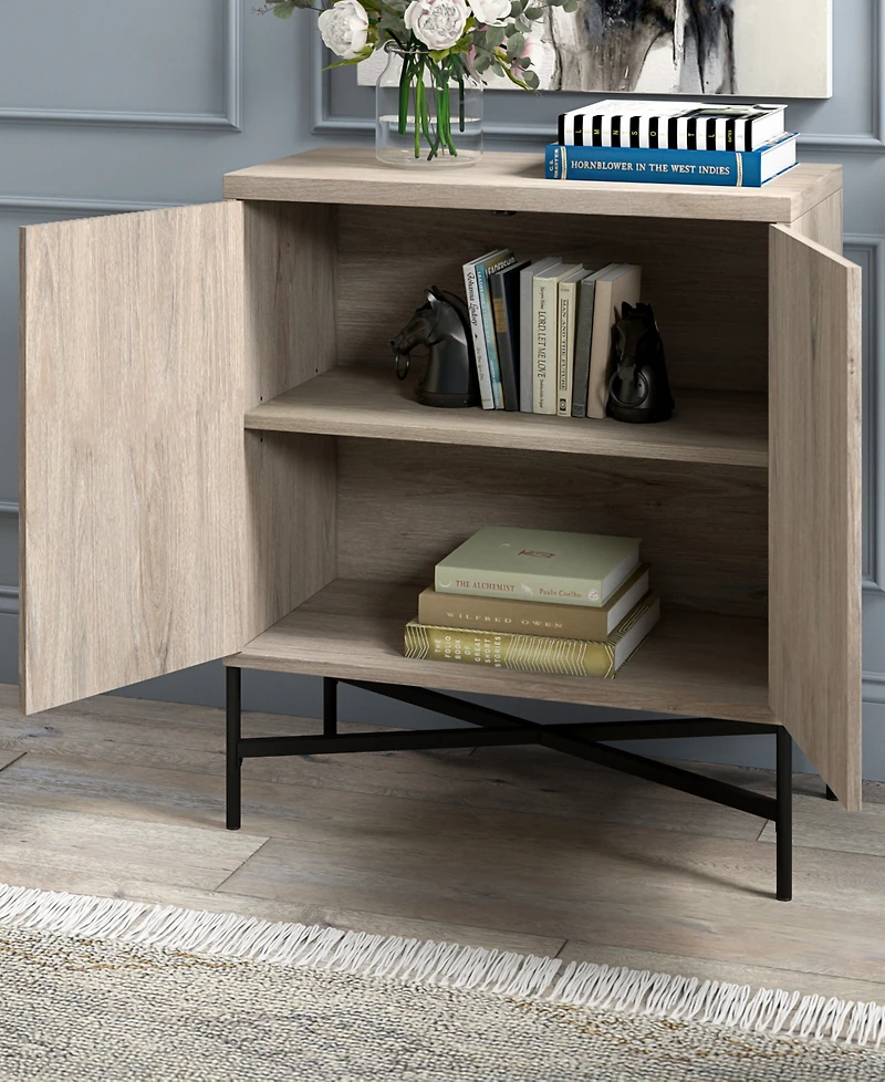 Hudson & Canal Brighton 28" Wide Rectangular Accent Cabinet in Antiqued Gray Oak