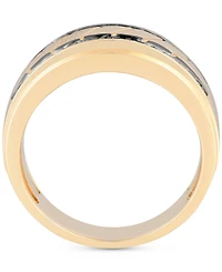 Men's Black Diamond Double Row Band (1/3 ct. t.w.) in 10k Gold (Also in Light Brown Diamond)