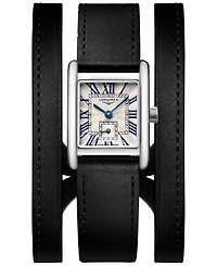 Longines Women's Swiss Mini Dolcevita Black Three-Row Leather Strap Watch 29mm