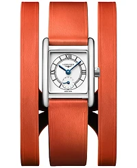 Longines Women's Swiss Mini Dolcevita Orange Three-Row Leather Strap Watch 29mm