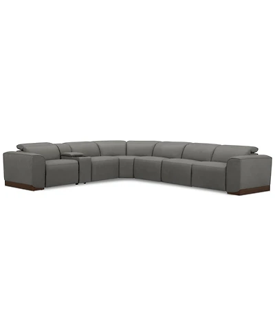 Lovro -Pc. Leather Sectional with Power Motion Chairs & 1 Console