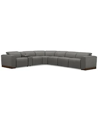 Lovro -Pc. Leather Sectional with Power Motion Chairs & 1 Console