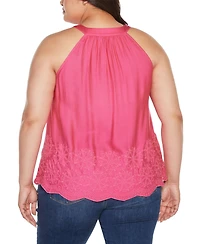 Belldini Black Label Plus Embroidered Hem Sleeveless Top