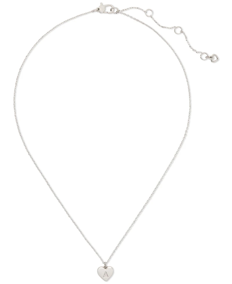 Kate Spade New York Silver-Tone Initial Heart Pendant Necklace, 16" + 3" extender