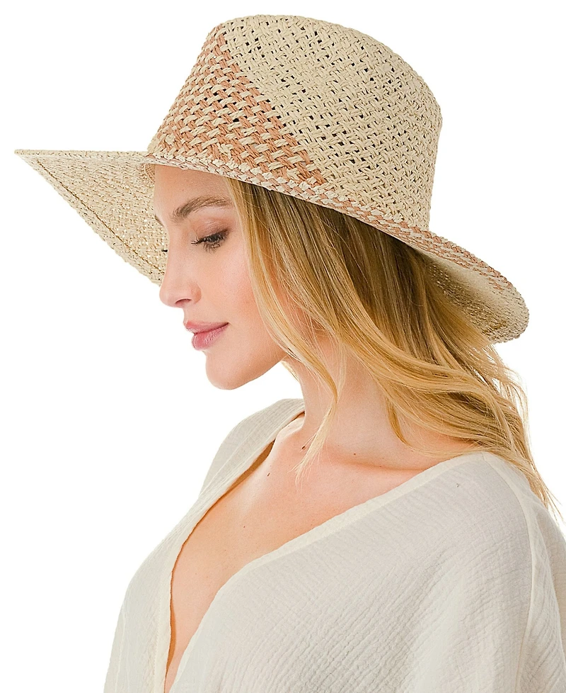Marcus Adler Women's Straw Panama Hat with Color Detail