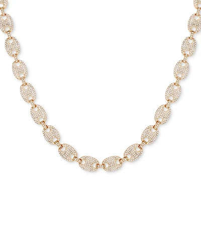 Guess Gold-Tone Pave Link Statement Necklace, 16" + 2" extender