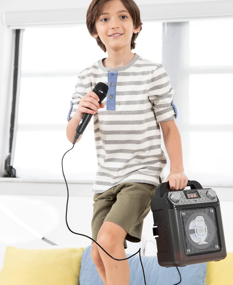 Singing Machine, Groove Mini, Portable Karaoke Machine with Wired Mic, Bluetooth, Led Lights, black