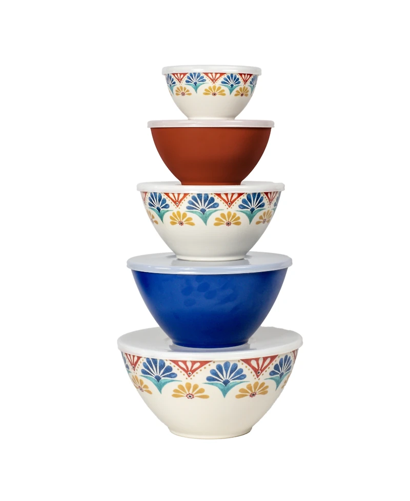 Rio Medallion Mixing Bowls with Lids, Set of 5