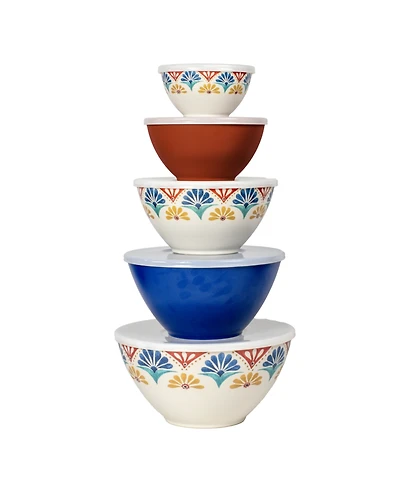 Rio Medallion Mixing Bowls with Lids, Set of 5