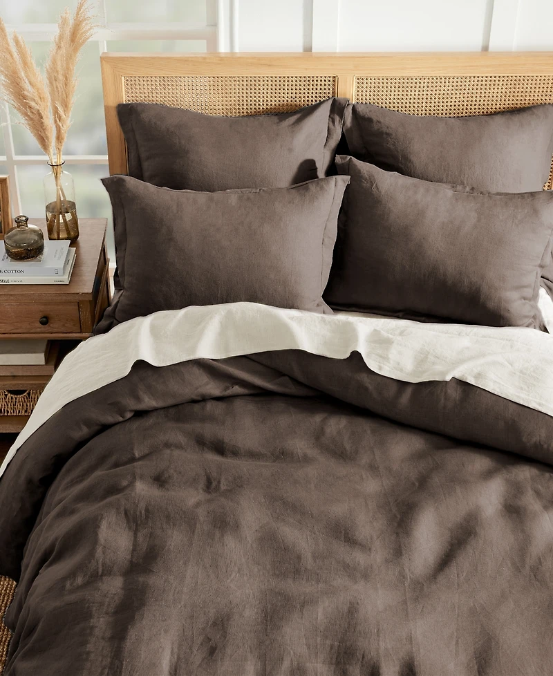 Levtex Washed Linen Solid Duvet Cover, Full/Queen