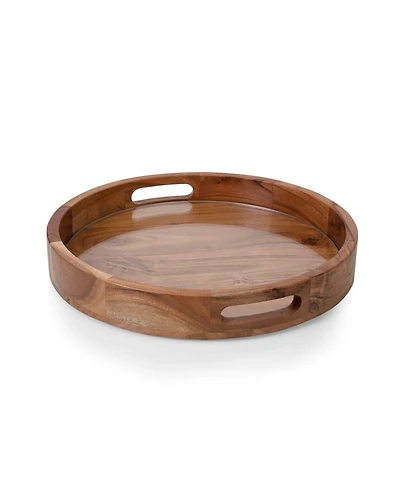 Toscana Barista Acacia Wood Glass Serving Tray