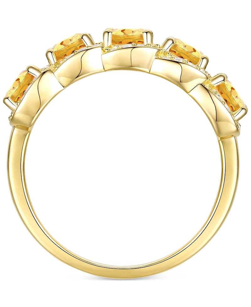 Amethyst (1-1/4 ct. t.w.) & Lab-Grown White Sapphire (1/3 Ring 14k Gold-Plated Sterling Silver (Also Citrine Opal)