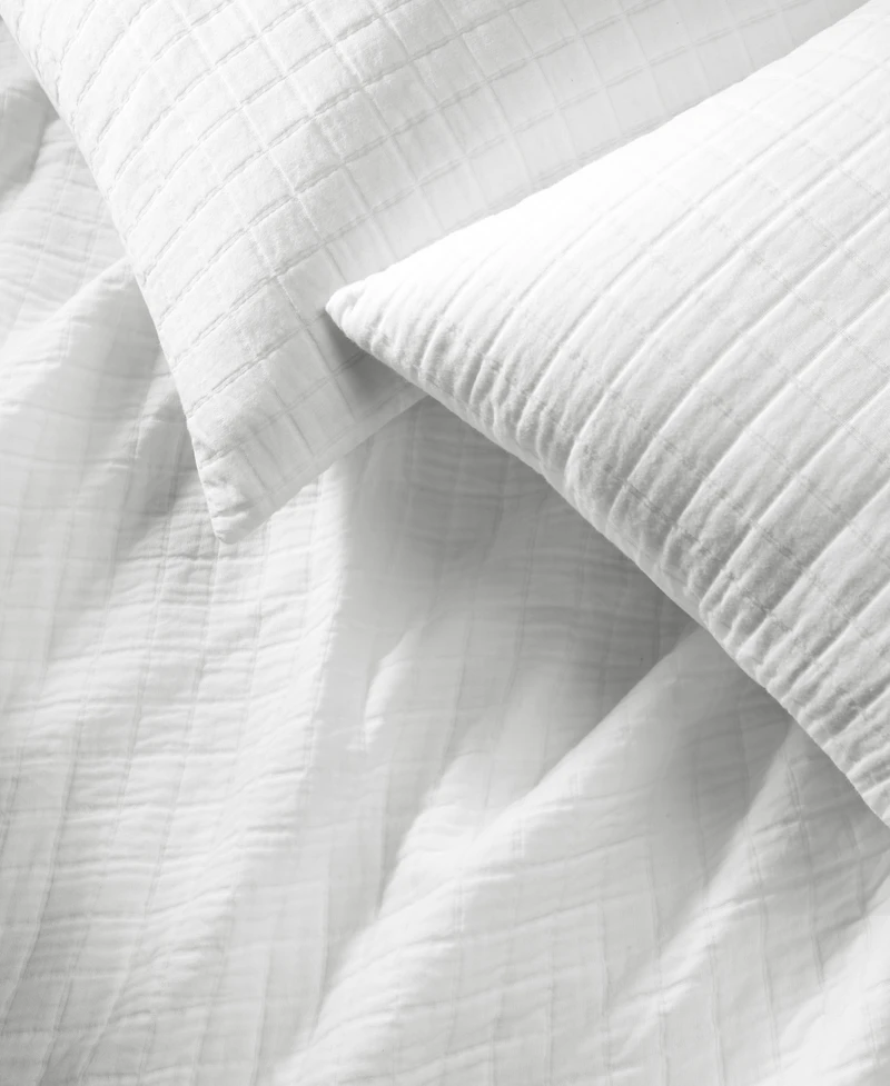 Last Act! Oake Organic Cotton Check Matelasse 3-Pc. Duvet Cover Set, King, Exclusively at Macy's