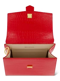 Crocodile Leather Buckle Detail Medium Handbag