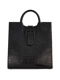 Mac Duggal Crocodile Leather Buckle Detail Maxi Tote Bag