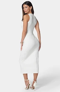 Bebe Women's Rib Sleeveless Midi Dress