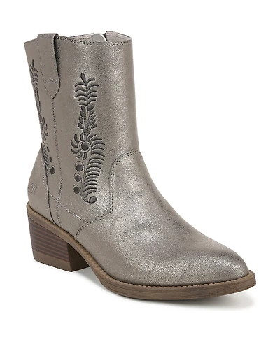 Blowfish Malibu Women's Rebel 2 Western Booties - Pewter Metallic Faux Leather