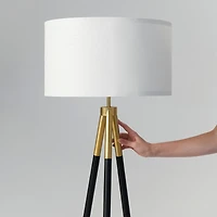 Levi Modern Led Tripod Gold Floor Lamp with Drum Shade (61"), Bulb Included