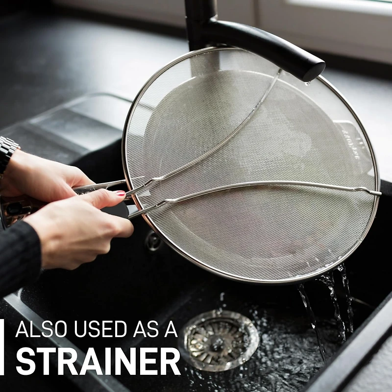 Large Splatter Screen for Frying Pan (13") - Stainless Steel Grease Guard