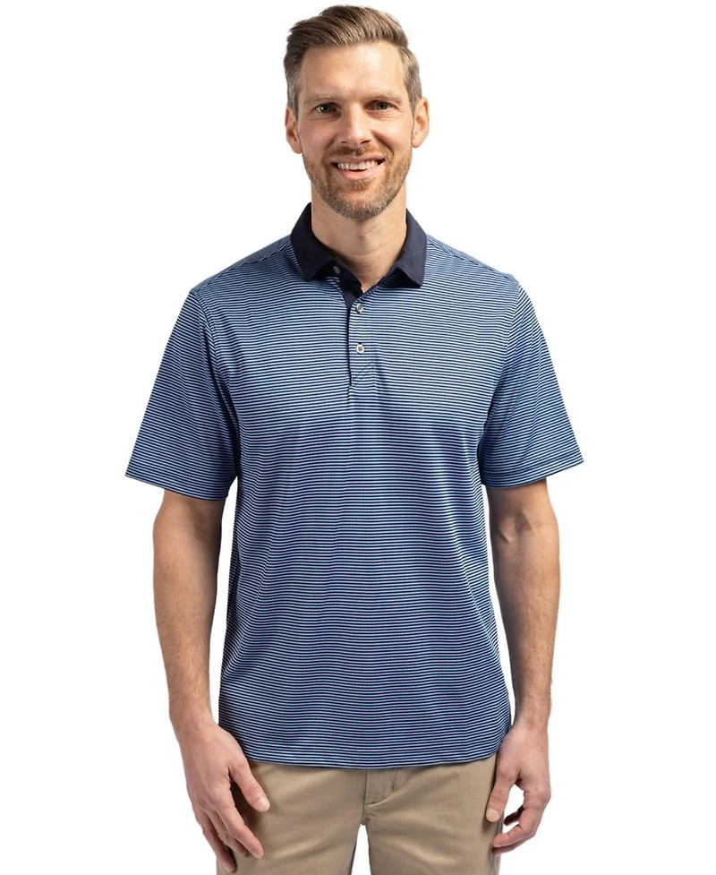 Cutter & Buck Men's Virtue Eco Pique Micro Stripe Recycled Polo Shirt