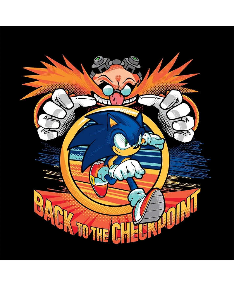 Sonic The Hedgehog Boys Bioworld Dr. Eggman "Back To The Checkpoint" Youth Black Crew Neck Sweatshirt