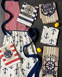 Design Imports Maritime Collection Kitchen Dishtowel Set, 18x28, Anchor Stripes, 3 Piece